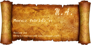 Mencz Adrián névjegykártya